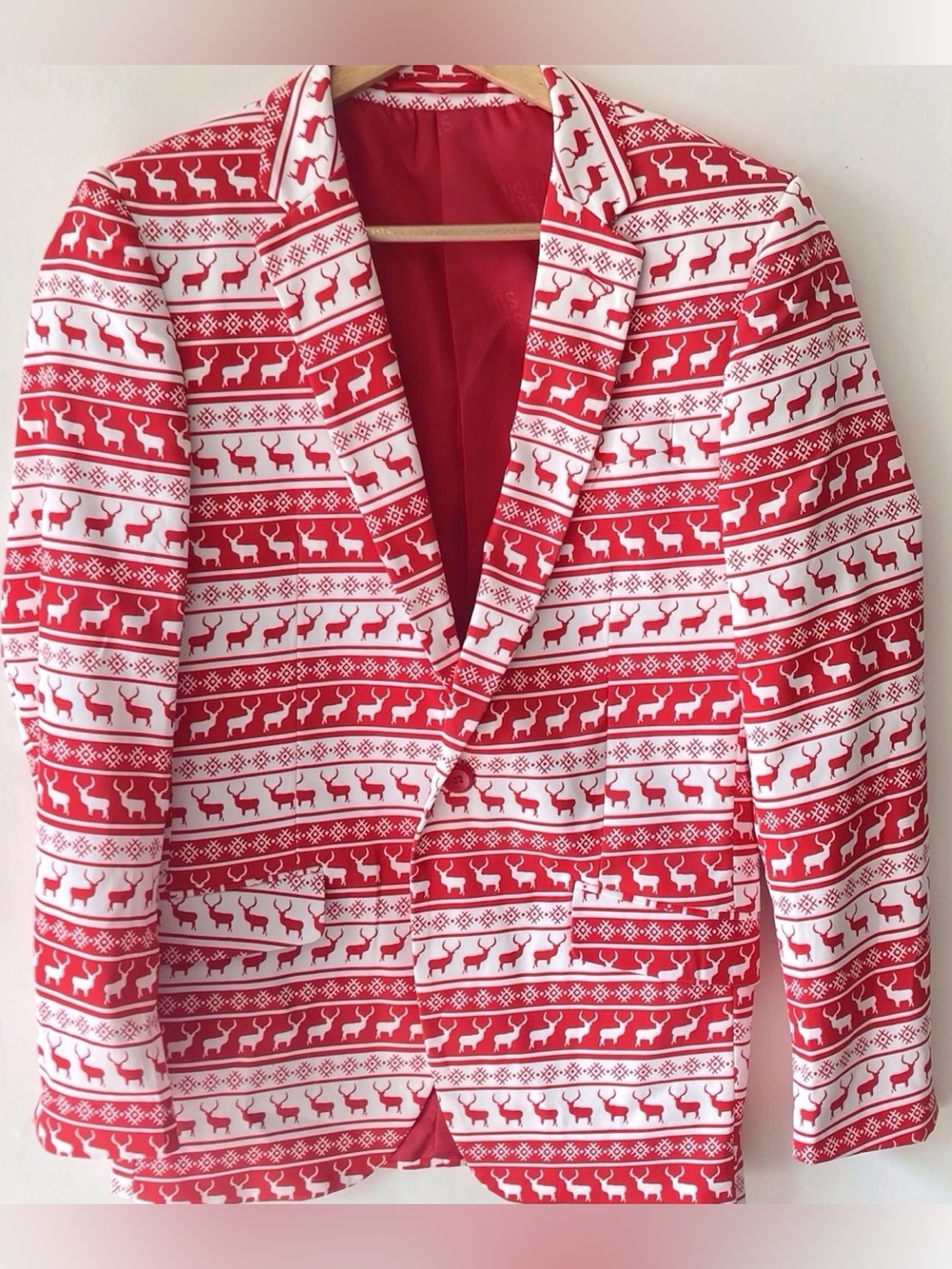 Christmas Reindeer Holiday Party Jacket , Suslo Couture Blazer,  Men's Small/38